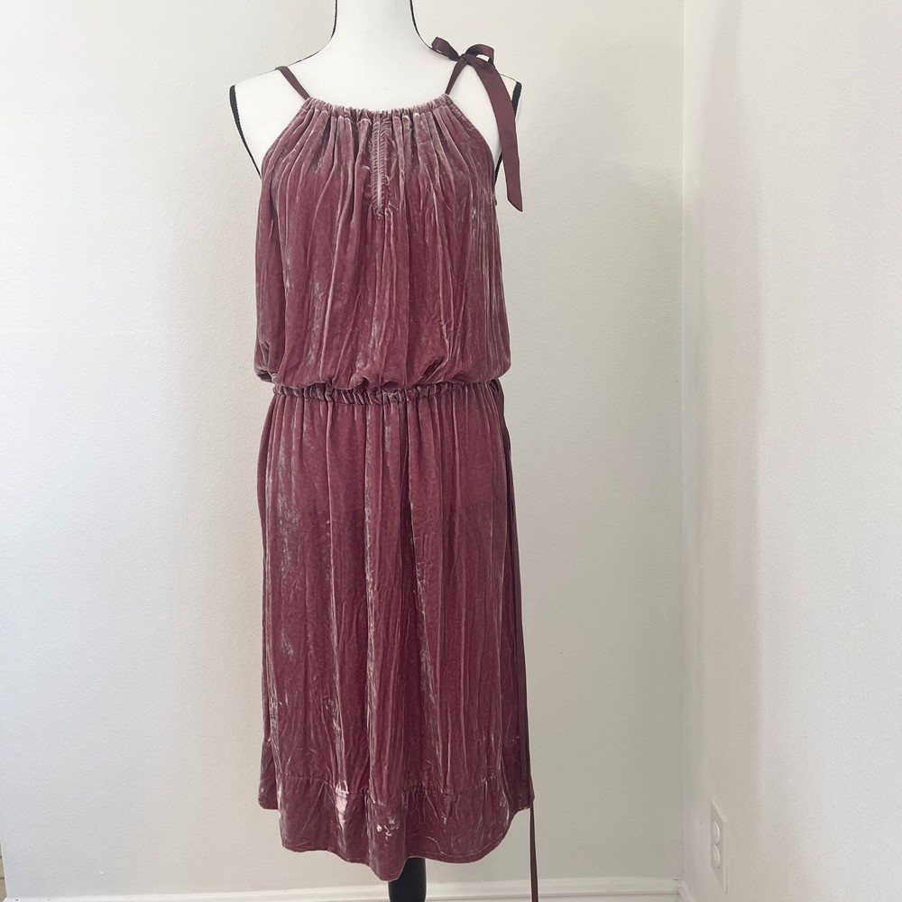 NWT BCBG MaxAzria Rosetta Velvet Sleeve Less Tie Dress. Size XS